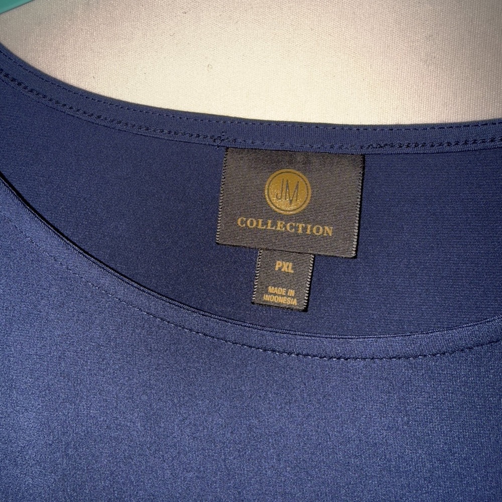 JM Collection Women's 3/4 Sleeve Knit Top Petite XL Blue Scoop Neck NWT XLP - Picture 3 of 7
